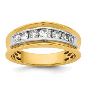 Gold ring with embedded diamonds.