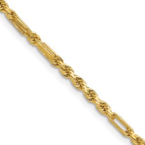 Gold chain with elongated links.