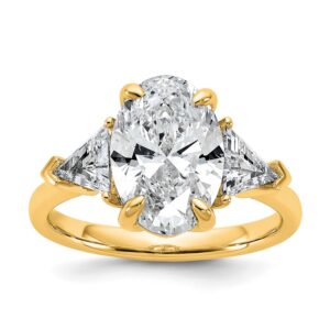 Gold ring with three large diamonds.