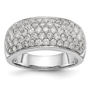 Diamond-studded silver ring with sparkling stones.