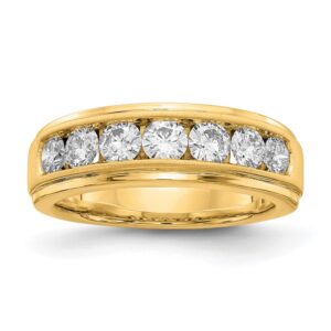 Gold ring with embedded diamonds.