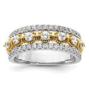 Gold and silver ring with diamonds.