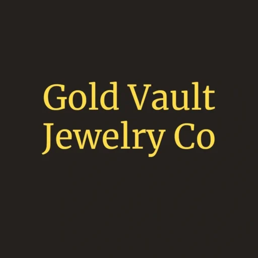 Gold Vault Jewelry Co logo on black.