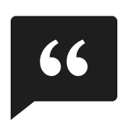 Speech bubble with quotation marks icon.