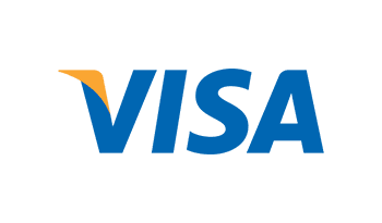VISA logo with blue background and yellow accent.