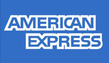 American Express logo on a blue background.