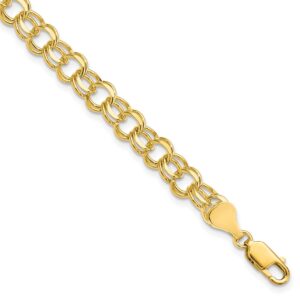 A gold chain bracelet with a lobster clasp.