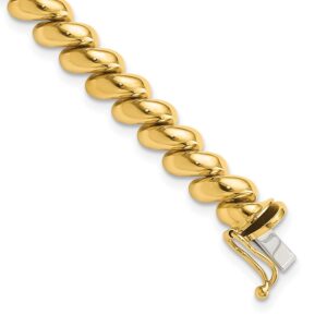 Close-up of a gold chain bracelet with a secure clasp.