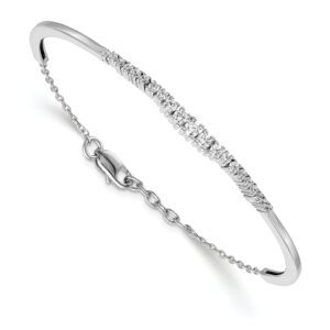 Elegant silver bracelet with a row of sparkling stones.