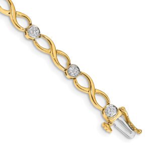 Elegant gold bracelet with diamond accents in an infinity design.