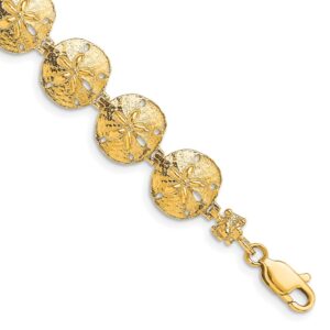 Elegant gold bracelet with textured circular links and lobster clasp.