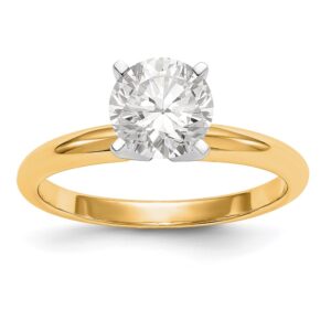 Elegant gold ring with a round diamond solitaire.