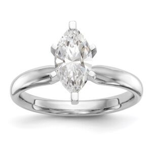 Elegant marquise diamond engagement ring with a sleek silver band.