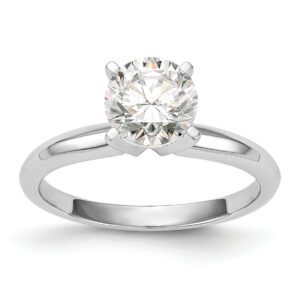 Elegant solitaire diamond ring with a sleek silver band.