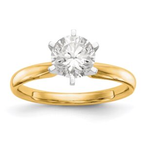 Elegant gold ring with a large round diamond solitaire.