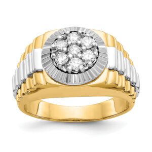 Elegant gold and silver ring with a cluster of diamonds.