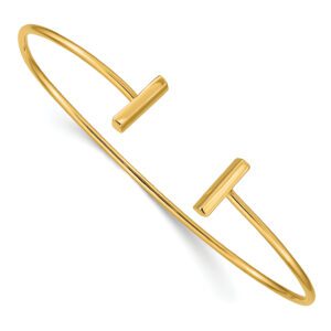 Elegant gold cuff bracelet with a minimalist design.